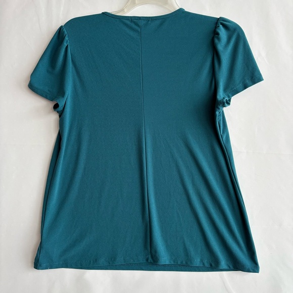 89th & Madison Teal Short Sleeve Top with Eyelet Accents - Picture 2 of 5
